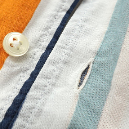 [Used] GMF965 MGF965 Cotton Multi-Stripe Open Collar Short Sleeve Shirt White x Multi-Color [41] [Condition Rank B] [Men&