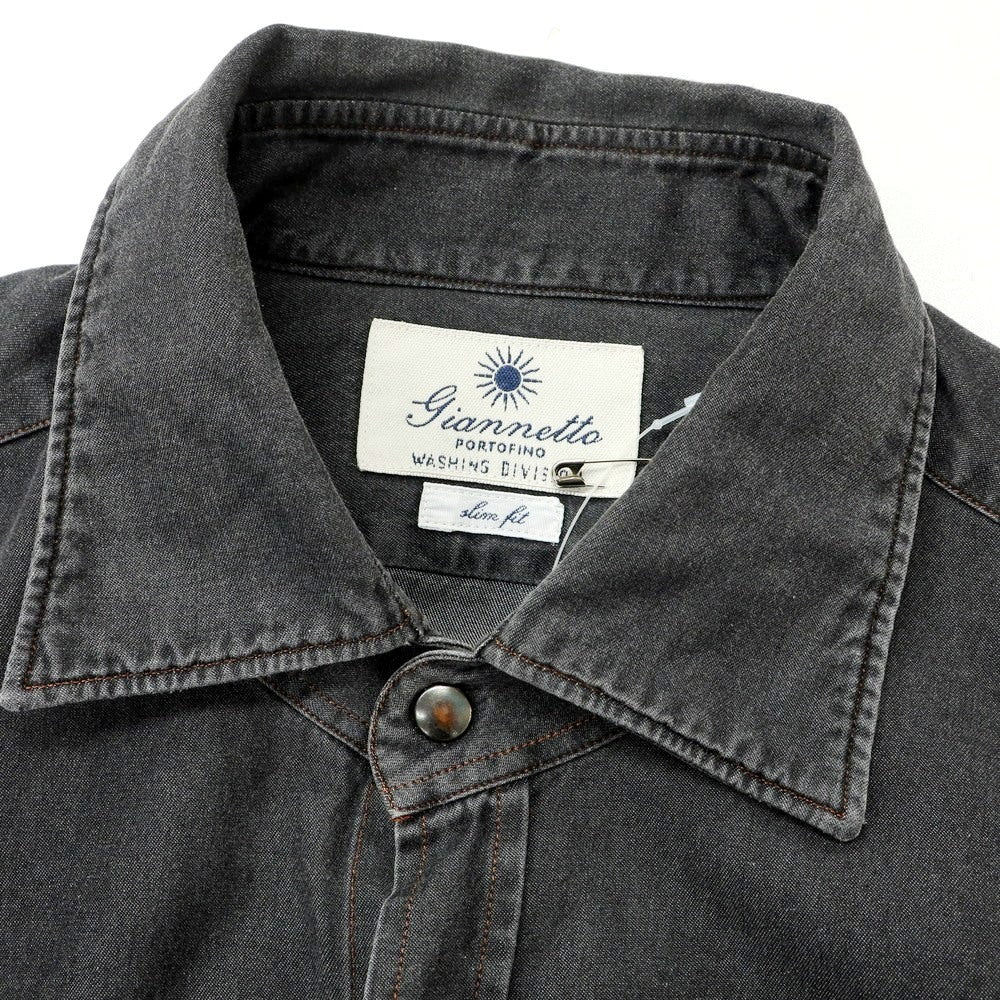 [Used] Giannetto cotton casual shirt, black [39] [Condition rank B] [Men&