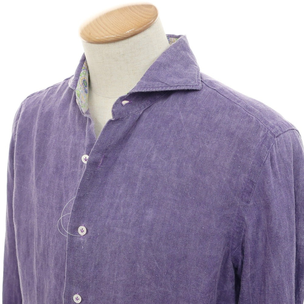 [Used] Giannetto Linen Horizontal Collar Casual Shirt Purple [39] [Condition Rank C] [Men&