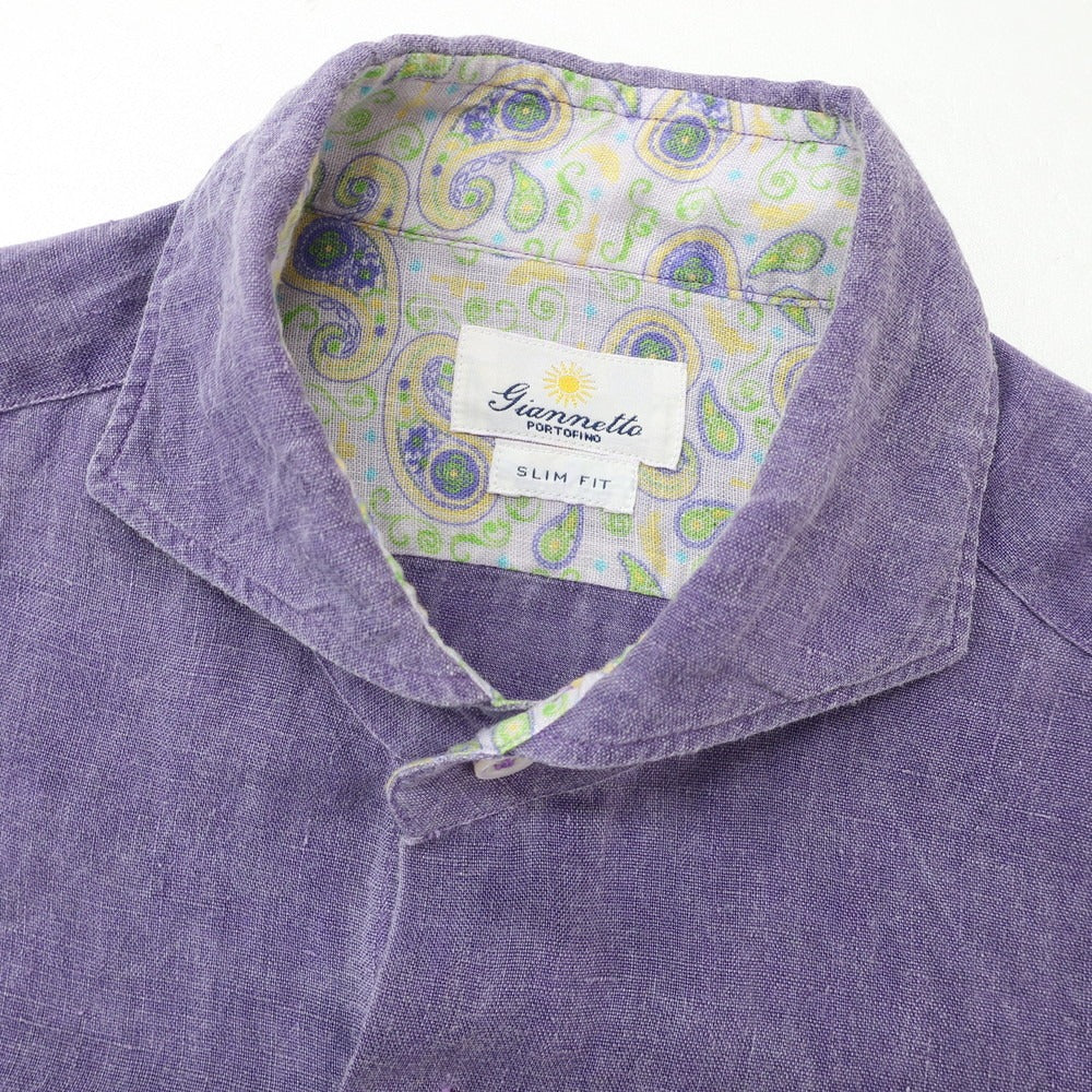 [Used] Giannetto Linen Horizontal Collar Casual Shirt Purple [39] [Condition Rank C] [Men&
