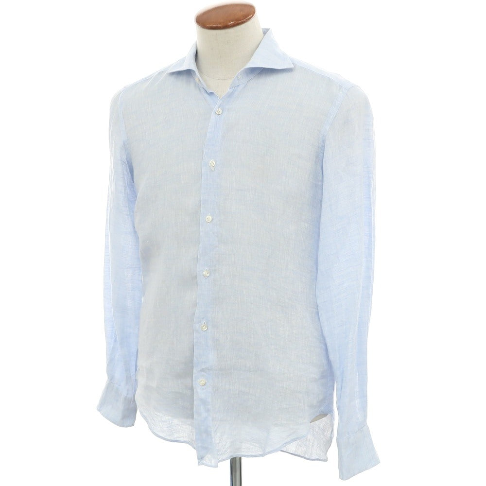 [Used] PIETRO PROVENZALE Linen horizontal collar casual shirt, light blue [39] [Condition rank C] [Men&