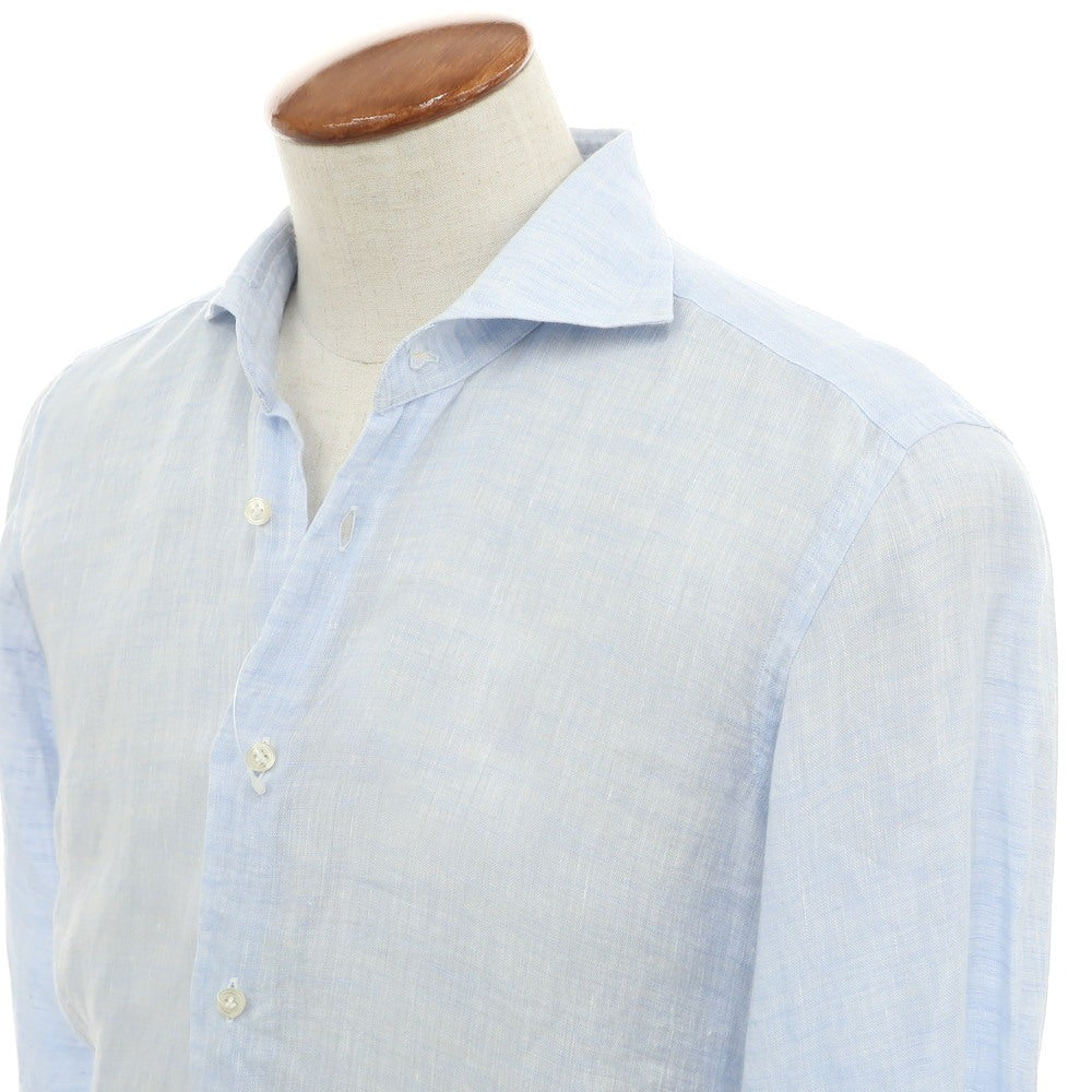 [Used] PIETRO PROVENZALE Linen horizontal collar casual shirt, light blue [39] [Condition rank C] [Men&