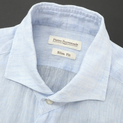 [Used] PIETRO PROVENZALE Linen horizontal collar casual shirt, light blue [39] [Condition rank C] [Men&