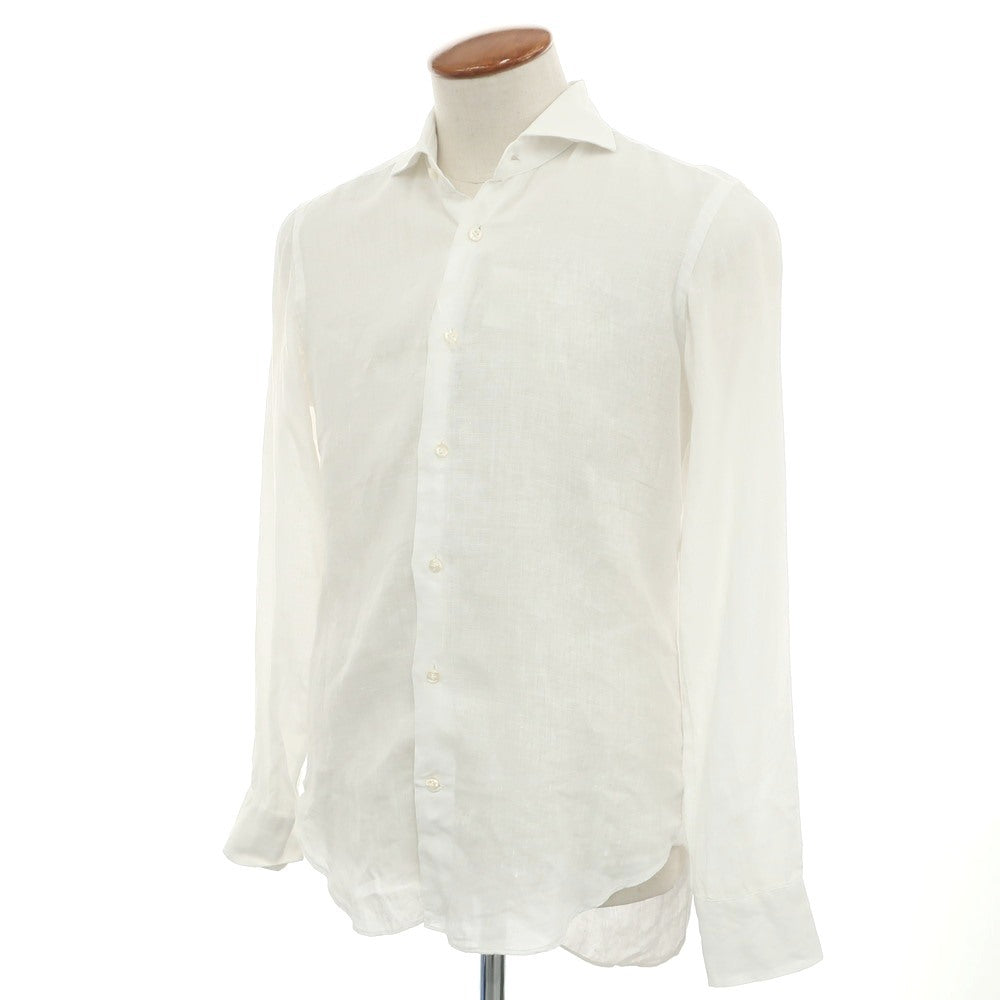 [Used] PIETRO PROVENZALE Linen horizontal collar casual shirt White [39] [Condition rank B] [Men&