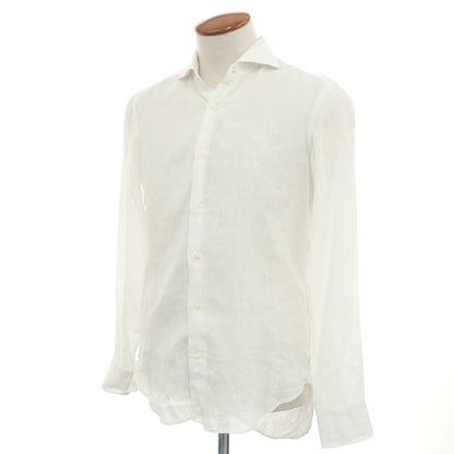 [Used] PIETRO PROVENZALE Linen horizontal collar casual shirt White [39] [Condition rank B] [Men&