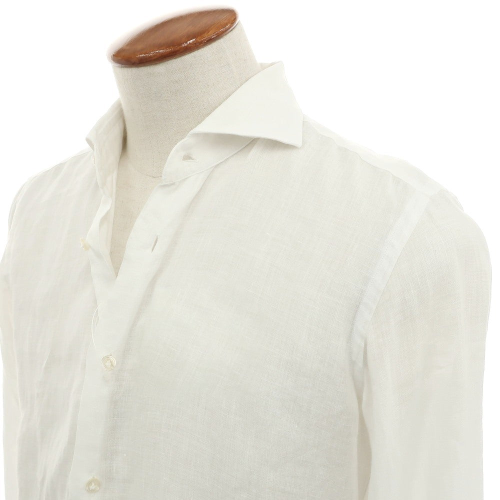 [Used] PIETRO PROVENZALE Linen horizontal collar casual shirt White [39] [Condition rank B] [Men&