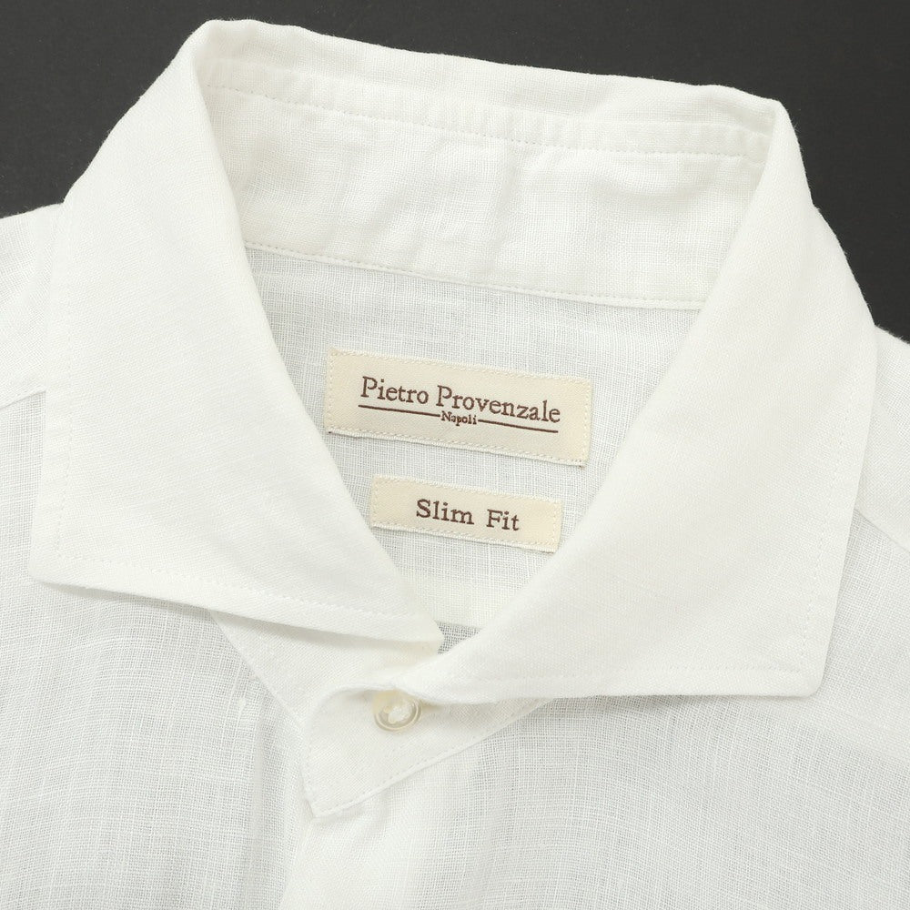 [Used] PIETRO PROVENZALE Linen horizontal collar casual shirt White [39] [Condition rank B] [Men&
