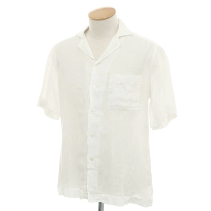 [Used] Bagutta Linen Open Collar Short Sleeve Shirt White [38] [Condition Rank B] [Men&