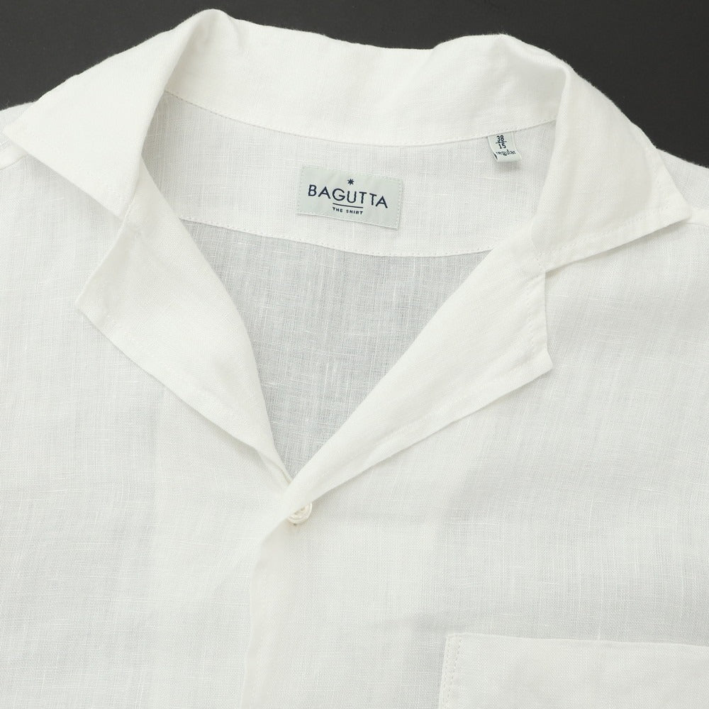 [Used] Bagutta Linen Open Collar Short Sleeve Shirt White [38] [Condition Rank B] [Men&