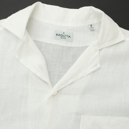 [Used] Bagutta Linen Open Collar Short Sleeve Shirt White [38] [Condition Rank B] [Men&