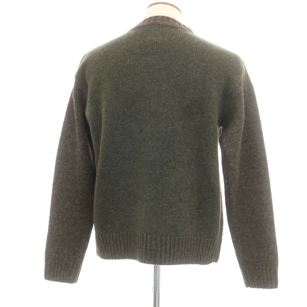 【中古】サントーニ Santoni × Marco Zanini ウール クルーネック プルオーバーニット ブラウンxオリーブ【 サイズ48 】【 状態ランクA 】【 メンズ 】 [CPD]