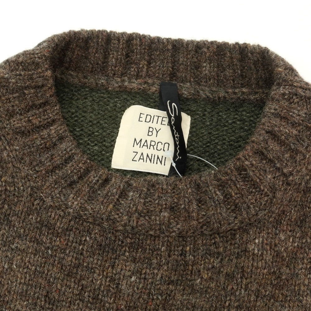 【中古】サントーニ Santoni × Marco Zanini ウール クルーネック プルオーバーニット ブラウンxオリーブ【 サイズ48 】【 状態ランクA 】【 メンズ 】 [CPD]