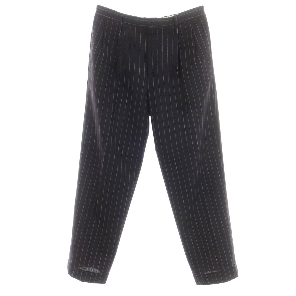 [Used] AMC Wool Linen Pinstripe Casual Slacks Pants Dark Navy x White [52] [Condition Rank B] [Men&