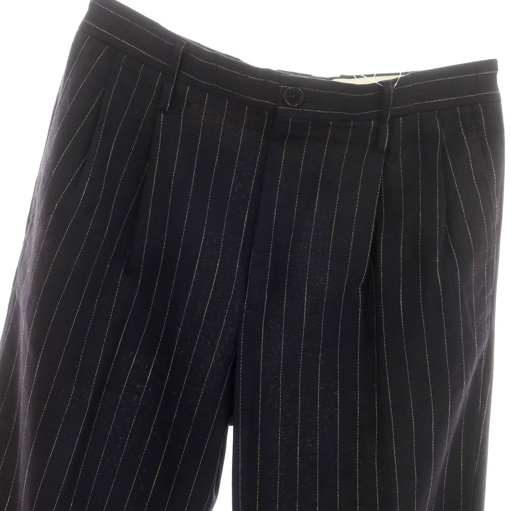 [Used] AMC Wool Linen Pinstripe Casual Slacks Pants Dark Navy x White [52] [Condition Rank B] [Men&