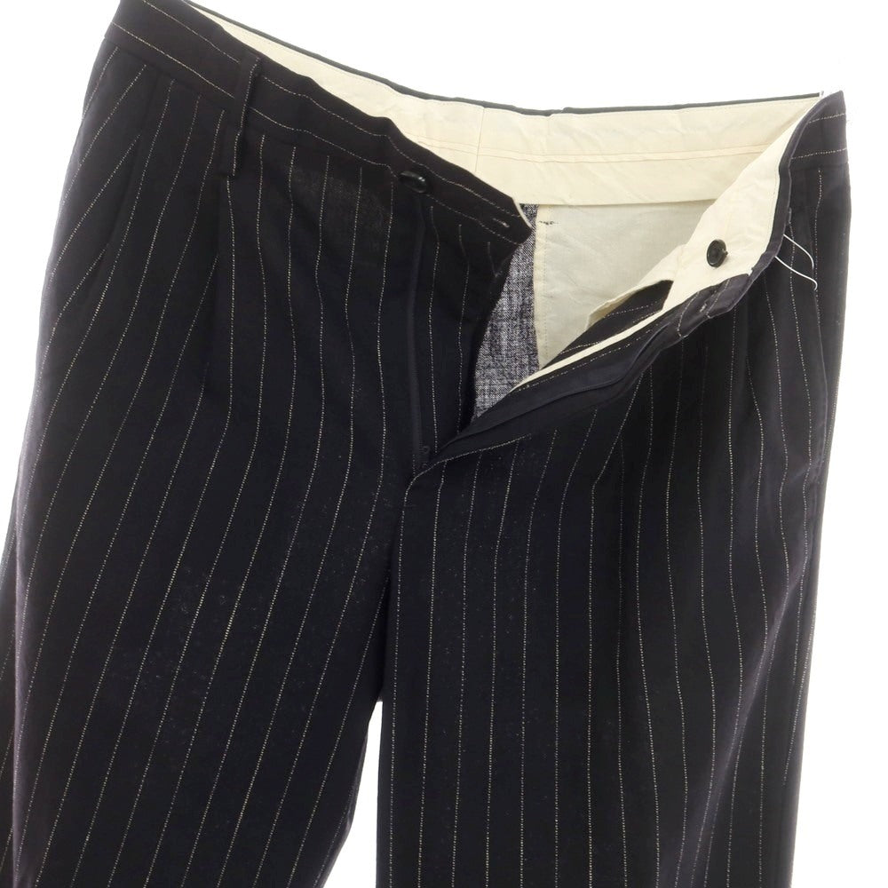[Used] AMC Wool Linen Pinstripe Casual Slacks Pants Dark Navy x White [52] [Condition Rank B] [Men&