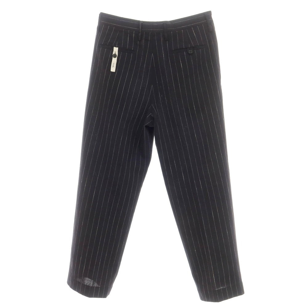 [Used] AMC Wool Linen Pinstripe Casual Slacks Pants Dark Navy x White [52] [Condition Rank B] [Men&