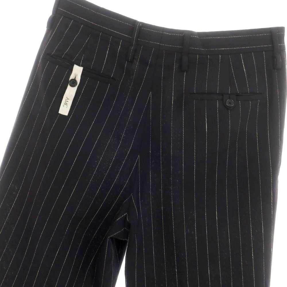 [Used] AMC Wool Linen Pinstripe Casual Slacks Pants Dark Navy x White [52] [Condition Rank B] [Men&