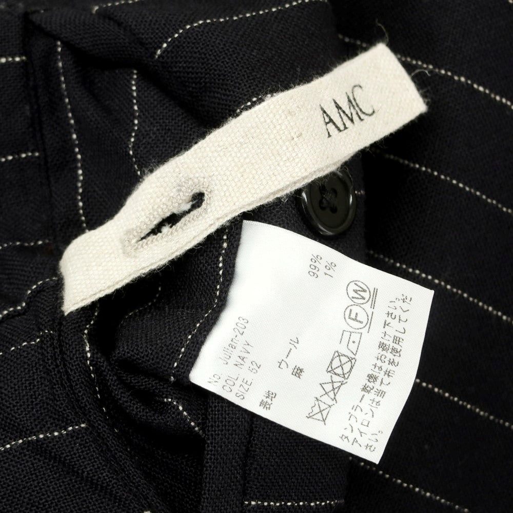 [Used] AMC Wool Linen Pinstripe Casual Slacks Pants Dark Navy x White [52] [Condition Rank B] [Men&