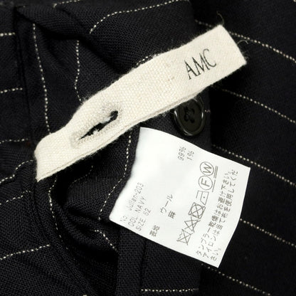 [Used] AMC Wool Linen Pinstripe Casual Slacks Pants Dark Navy x White [52] [Condition Rank B] [Men&