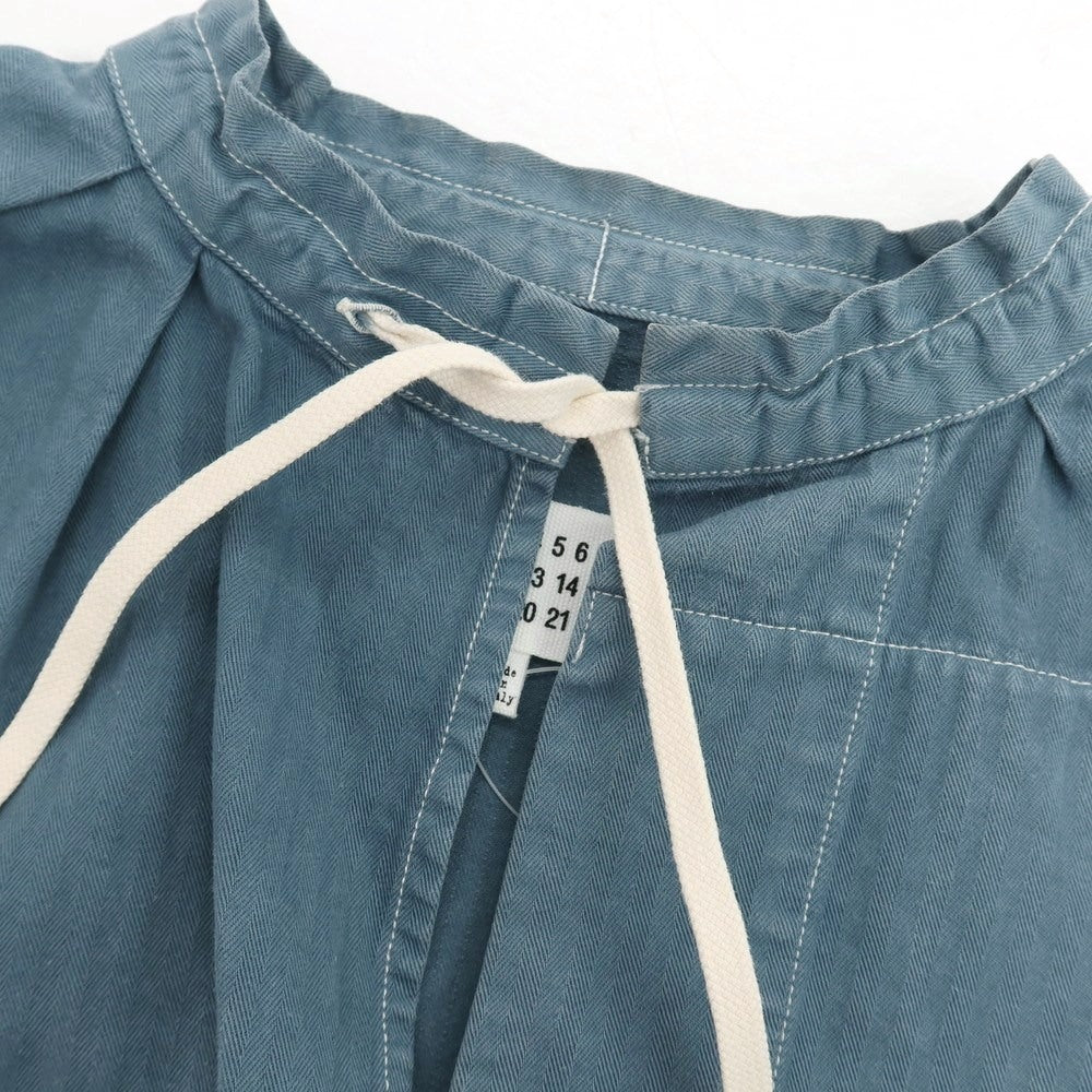 【中古】メゾン マルジェラ Maison Margiela コットン ヘリンボーンストライプ プルオーバー カジュアルシャツ スモークブルーxグレー【サイズ48】【 状態ランクC 】【 メンズ 】[CPD]