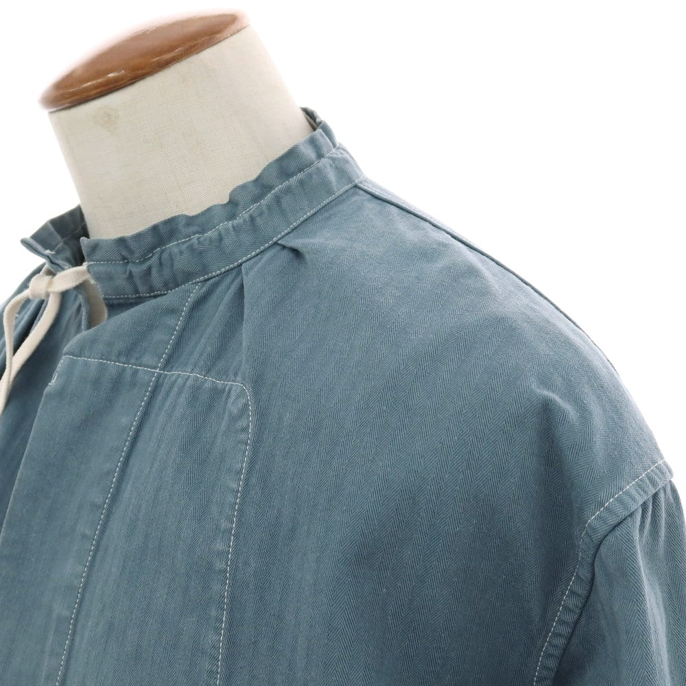 【中古】メゾン マルジェラ Maison Margiela コットン ヘリンボーンストライプ プルオーバー カジュアルシャツ スモークブルーxグレー【サイズ48】【 状態ランクC 】【 メンズ 】[CPD]