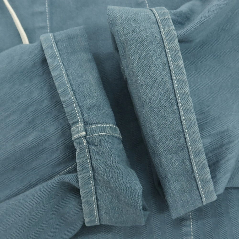 【中古】メゾン マルジェラ Maison Margiela コットン ヘリンボーンストライプ プルオーバー カジュアルシャツ スモークブルーxグレー【サイズ48】【 状態ランクC 】【 メンズ 】[CPD]