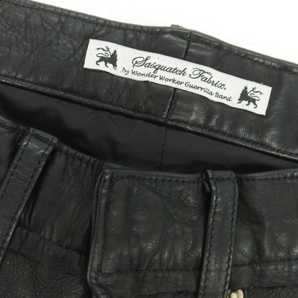 【中古】サスクワァッチファブリックス SASQUATCHfabrix. カウレザー 5ポケットパンツ ブラック【サイズS】【 状態ランクC 】【 メンズ 】[DPD]