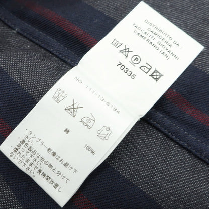 【中古】ギローバー GUY ROVER コットン ストライプ カッタウェイ カジュアルシャツ グレーxネイビー【 表記なし（M位） 】【 状態ランクB 】【 メンズ 】