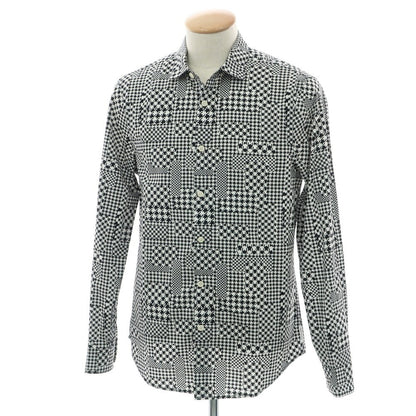 【中古】アルマーニ エクスチェンジ A/X ARMANI EXCHANGE コットン ハウンドトゥース ショートカラー カジュアルシャツ ブラックxホワイト【 S 】【 状態ランクC 】【 メンズ 】