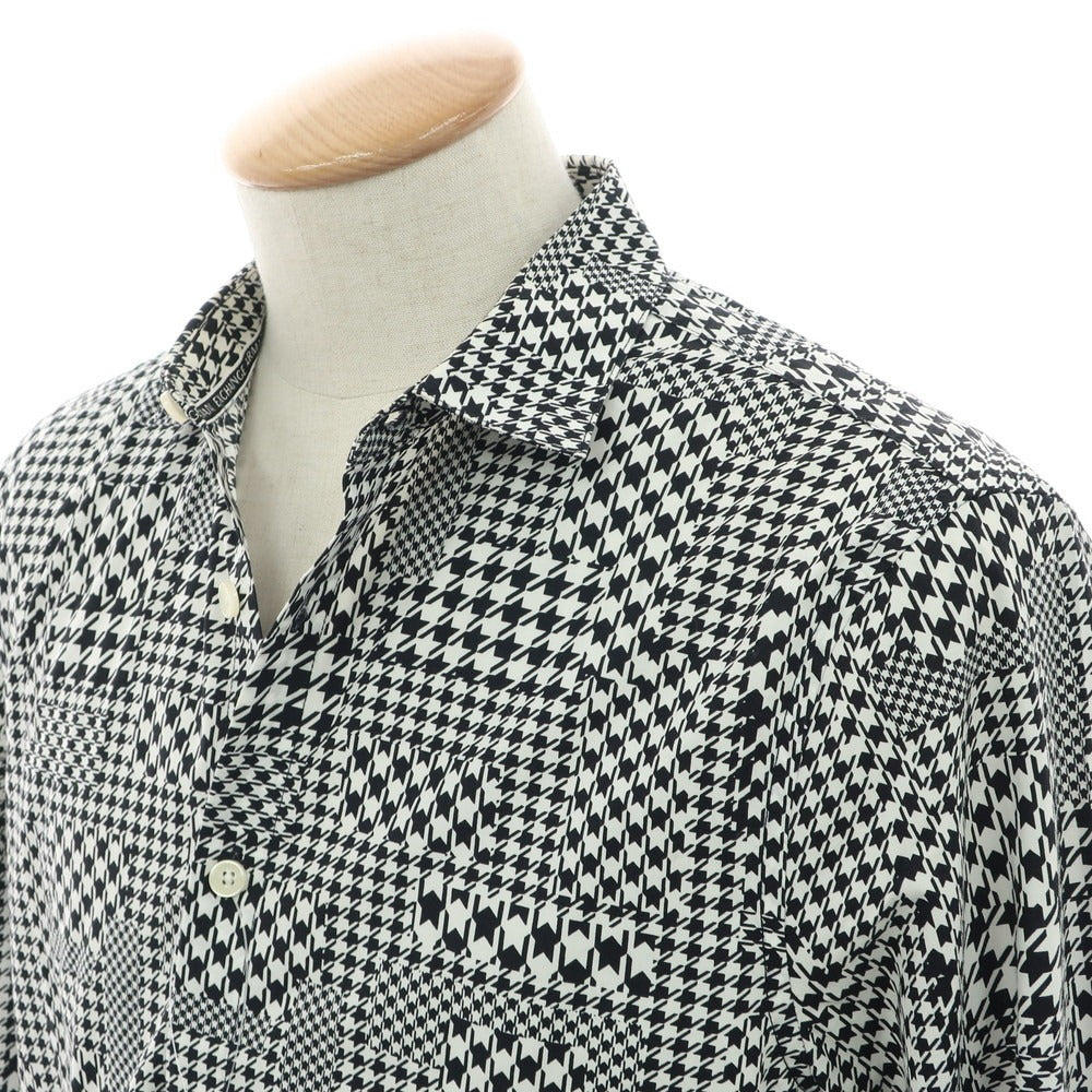 【中古】アルマーニ エクスチェンジ A/X ARMANI EXCHANGE コットン ハウンドトゥース ショートカラー カジュアルシャツ ブラックxホワイト【 S 】【 状態ランクC 】【 メンズ 】