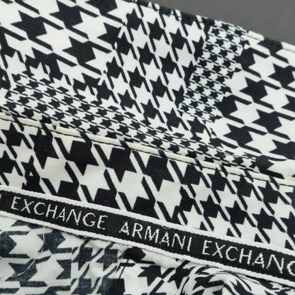 【中古】アルマーニ エクスチェンジ A/X ARMANI EXCHANGE コットン ハウンドトゥース ショートカラー カジュアルシャツ ブラックxホワイト【 S 】【 状態ランクC 】【 メンズ 】