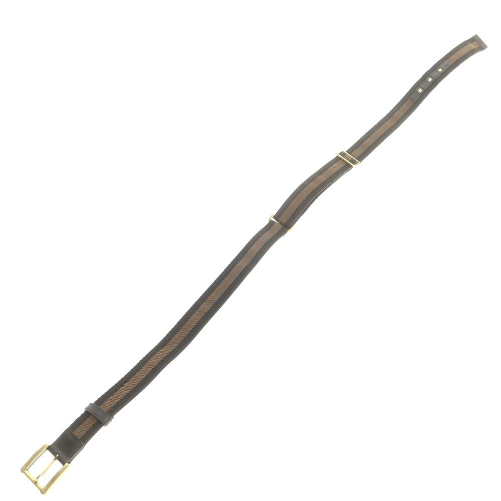 【中古】グッチ GUCCI キャンバス レザー ライン ベルト ブラックxカーキ【 85 】【 状態ランクC 】【 メンズ 】