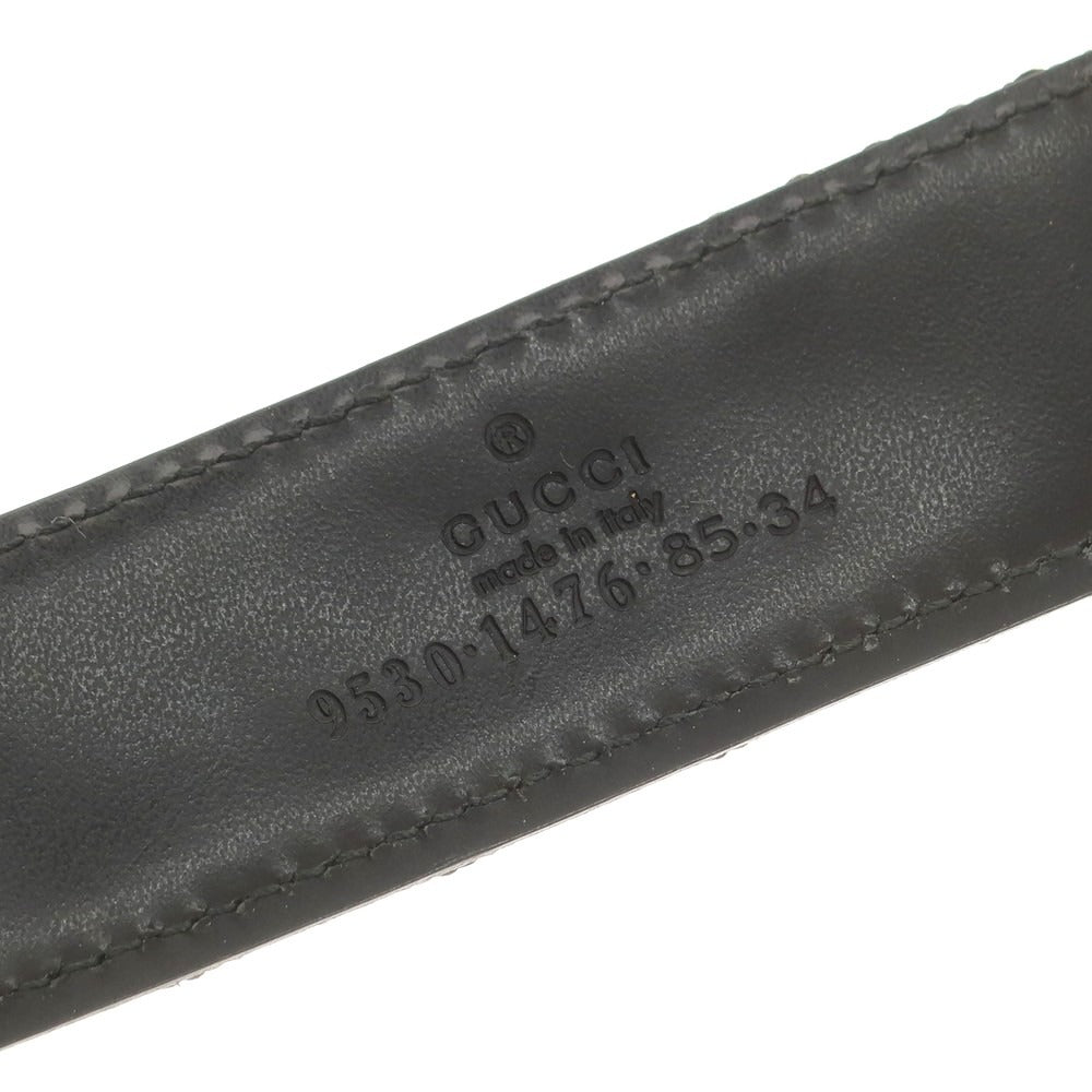 【中古】グッチ GUCCI キャンバス レザー ライン ベルト ブラックxカーキ【 85 】【 状態ランクC 】【 メンズ 】