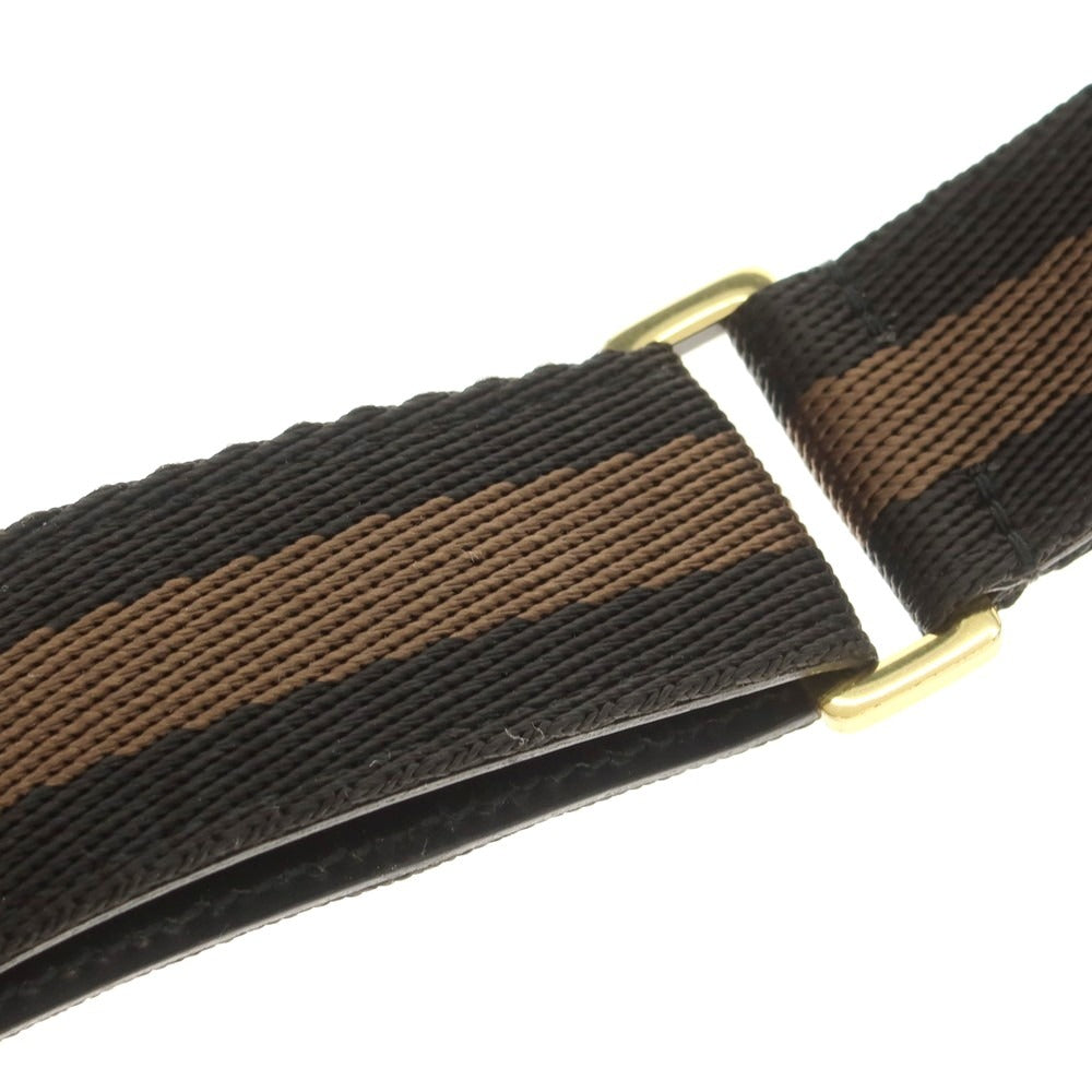【中古】グッチ GUCCI キャンバス レザー ライン ベルト ブラックxカーキ【 85 】【 状態ランクC 】【 メンズ 】