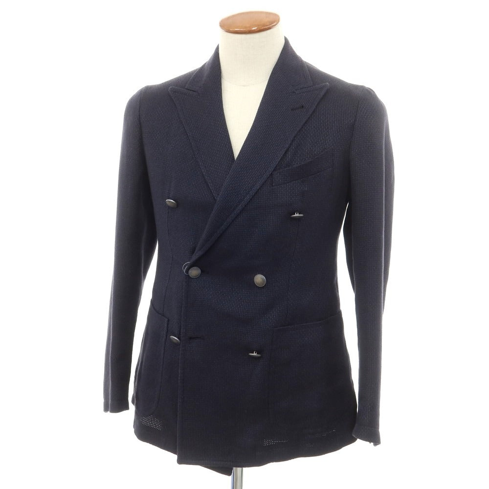 [Used] TAGLIATORE linen cotton double tailored jacket, navy [unreadable (M size)] [condition rank B] [men&