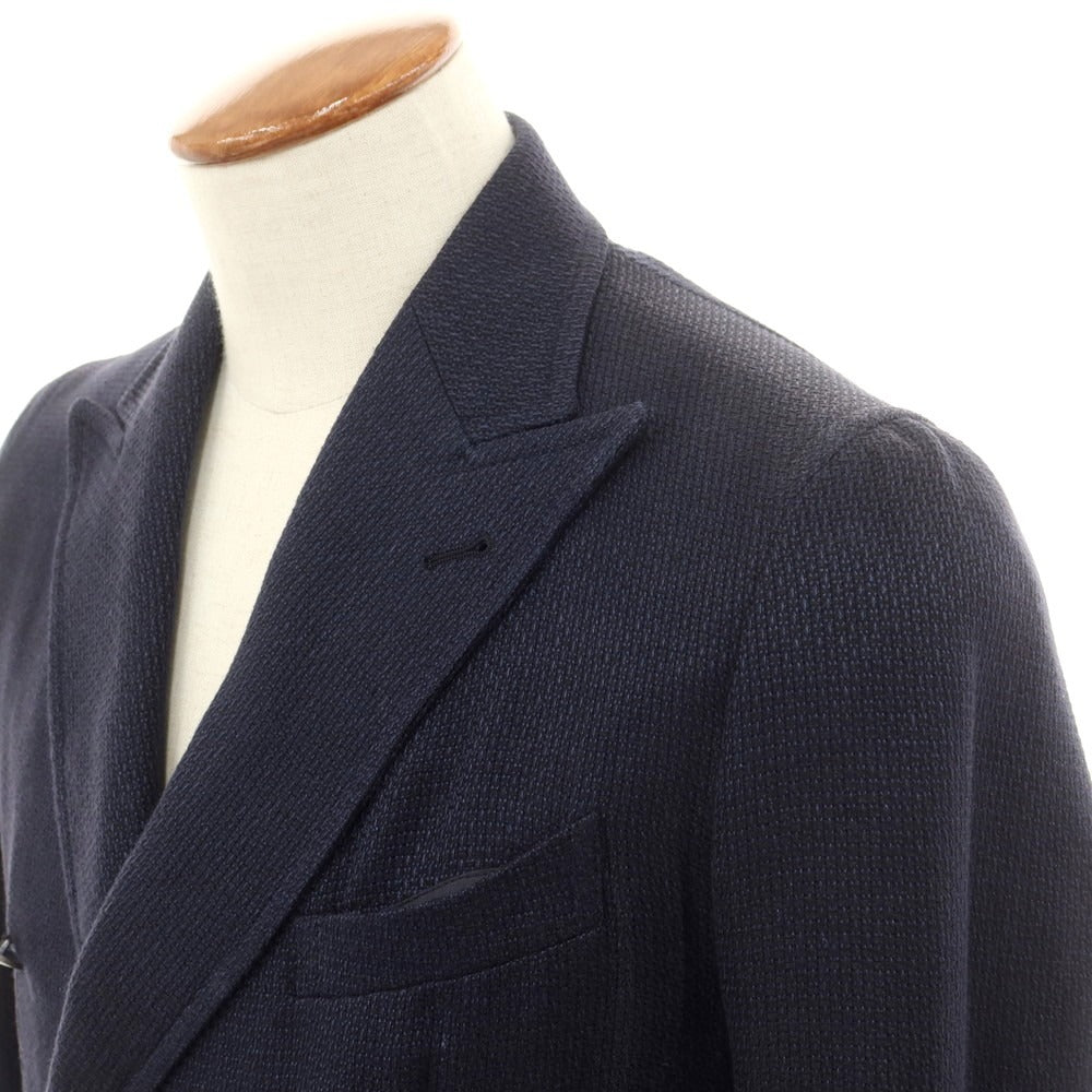 [Used] TAGLIATORE linen cotton double tailored jacket, navy [unreadable (M size)] [condition rank B] [men&