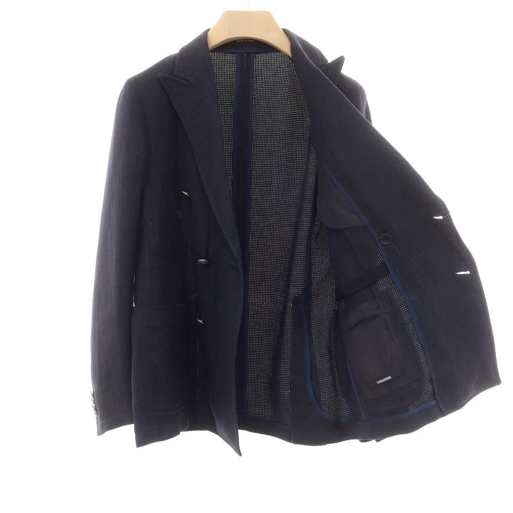 [Used] TAGLIATORE linen cotton double tailored jacket, navy [unreadable (M size)] [condition rank B] [men&