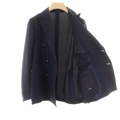 [Used] TAGLIATORE linen cotton double tailored jacket, navy [unreadable (M size)] [condition rank B] [men&