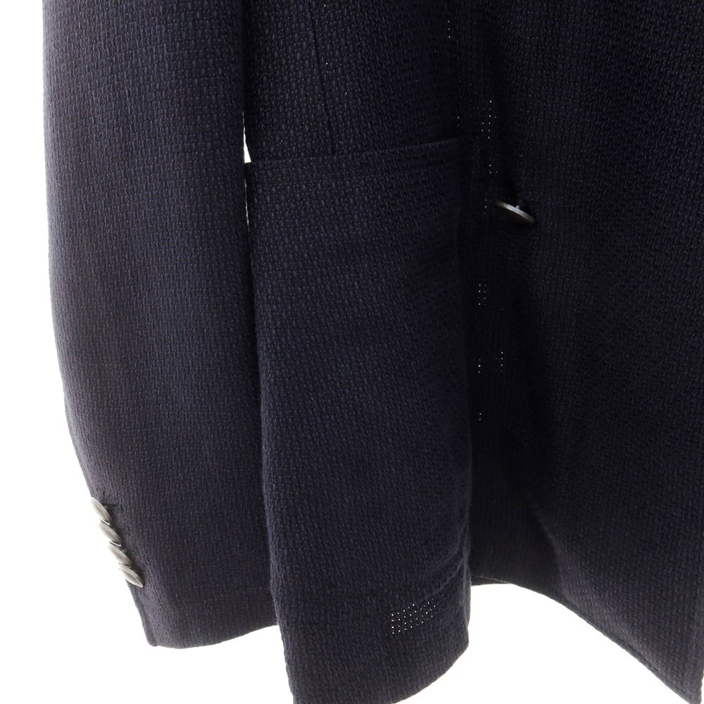[Used] TAGLIATORE linen cotton double tailored jacket, navy [unreadable (M size)] [condition rank B] [men&