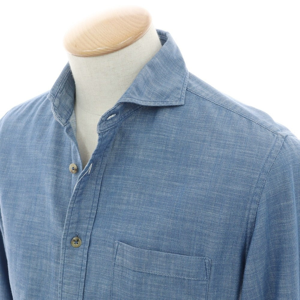 【中古】クラウデッドクローゼット CROWDED CLOSET コットン ホリゾンタルカラー カジュアルシャツ ブルー【 表記なし（S位） 】【 状態ランクB 】【 メンズ 】