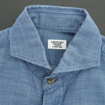 【中古】クラウデッドクローゼット CROWDED CLOSET コットン ホリゾンタルカラー カジュアルシャツ ブルー【 表記なし（S位） 】【 状態ランクB 】【 メンズ 】