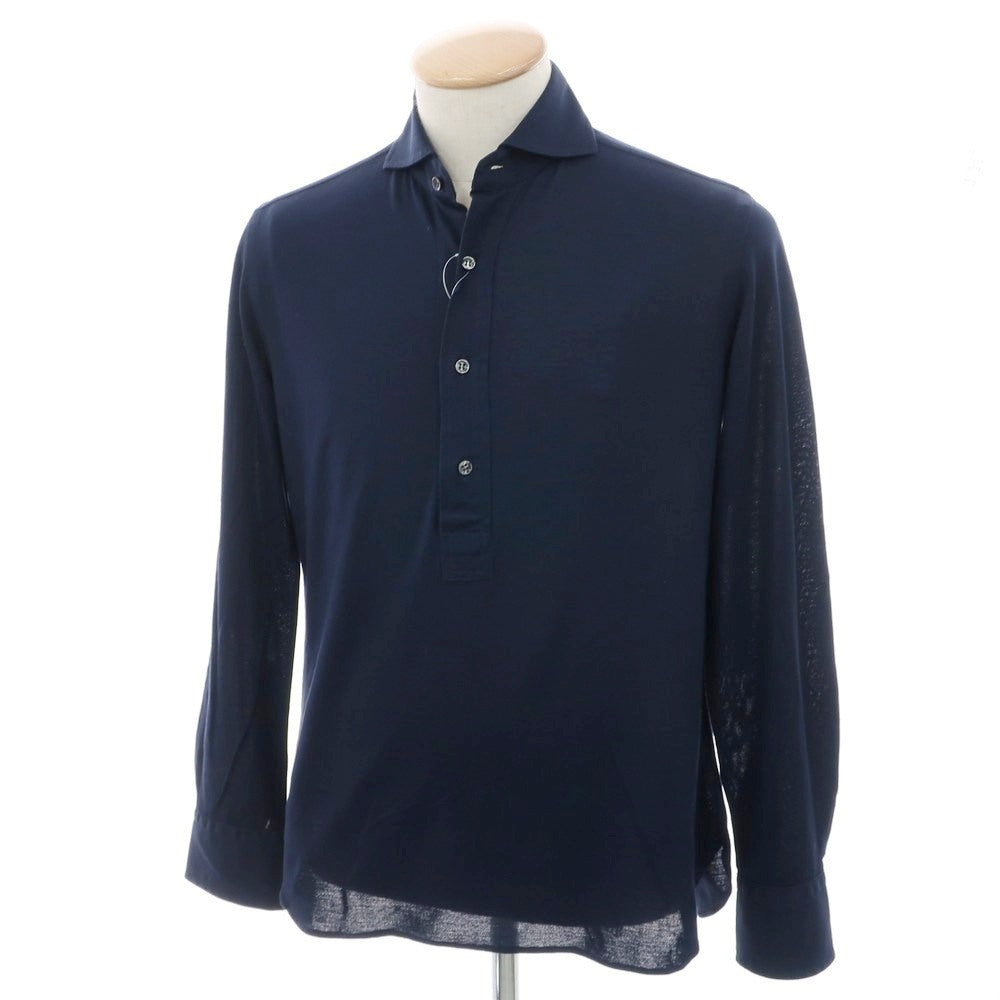 [Used] ORIAN Cotton Pique Long Sleeve Polo Shirt Navy [37] [Condition Rank B] [Men&