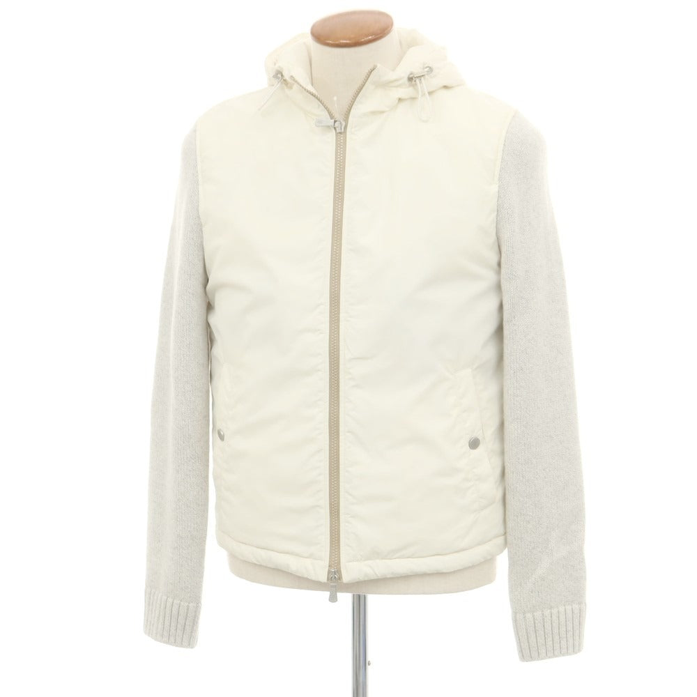 【中古】イレブンティ eleventy ニット切替 中綿ブルゾン ホワイトxグレー【 46 】【 状態ランクB 】【 メンズ 】