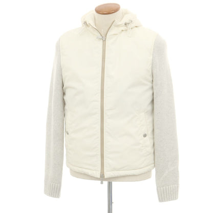 【中古】イレブンティ eleventy ニット切替 中綿ブルゾン ホワイトxグレー【 46 】【 状態ランクB 】【 メンズ 】