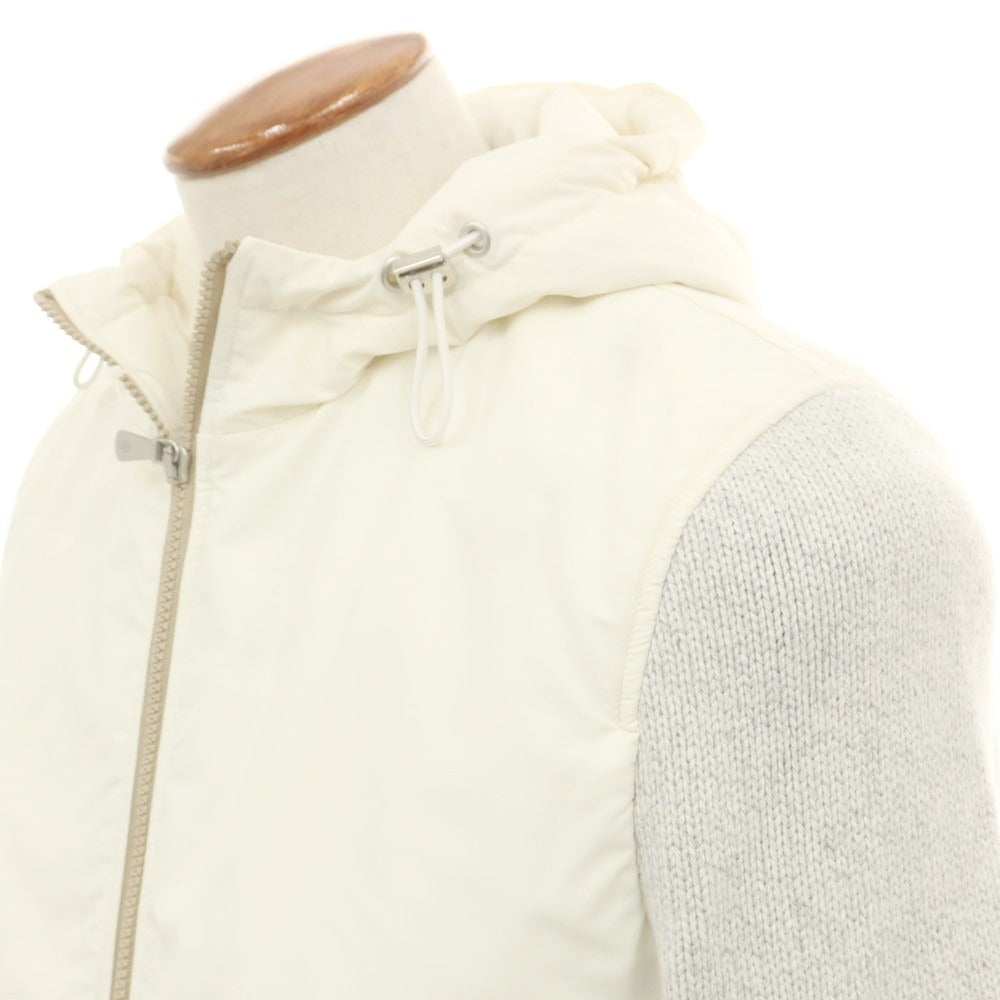 【中古】イレブンティ eleventy ニット切替 中綿ブルゾン ホワイトxグレー【 46 】【 状態ランクB 】【 メンズ 】