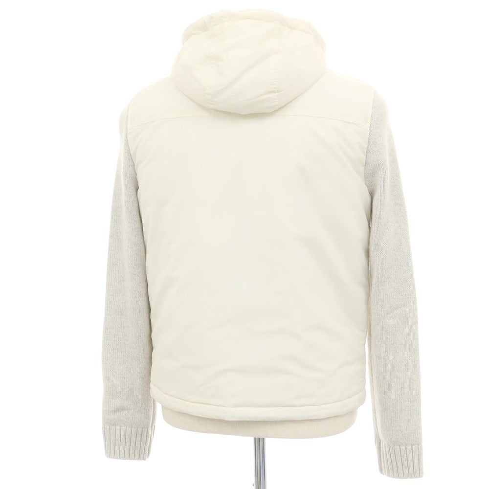 【中古】イレブンティ eleventy ニット切替 中綿ブルゾン ホワイトxグレー【 46 】【 状態ランクB 】【 メンズ 】