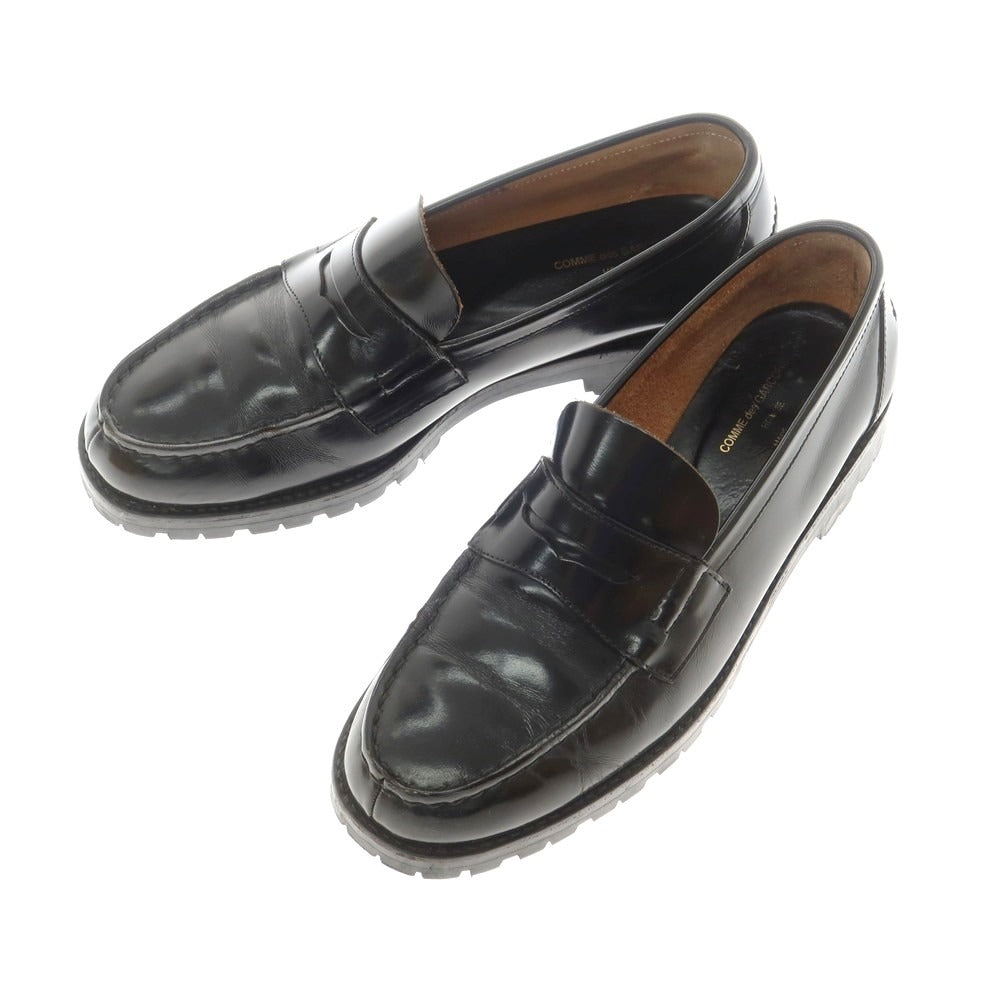【中古】コムデギャルソンオム COMME des GARCONS HOMME ガラスレザー コインローファー ブラック【 25 1/2 】【 状態ランクC 】【 メンズ 】