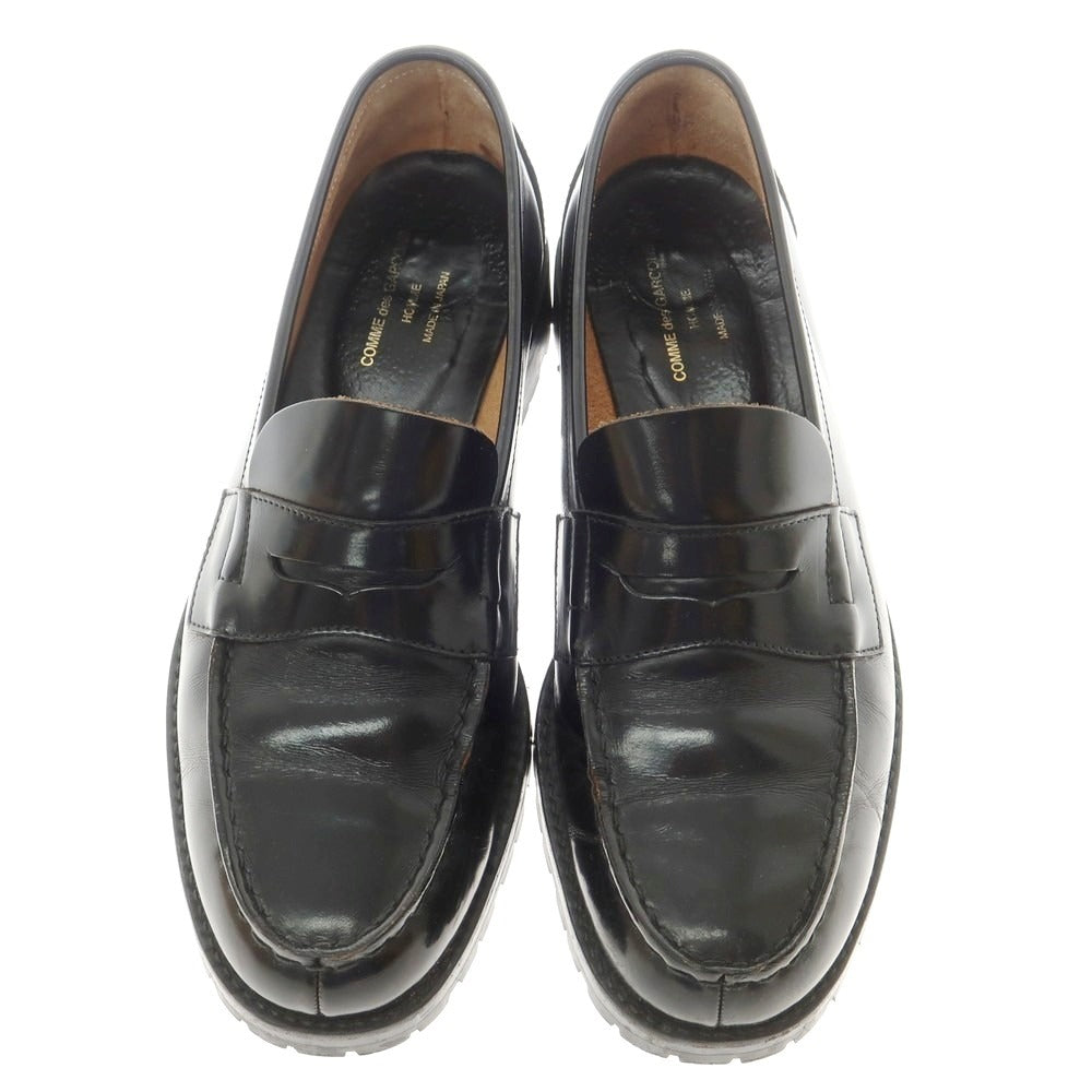 【中古】コムデギャルソンオム COMME des GARCONS HOMME ガラスレザー コインローファー ブラック【 25 1/2 】【 状態ランクC 】【 メンズ 】