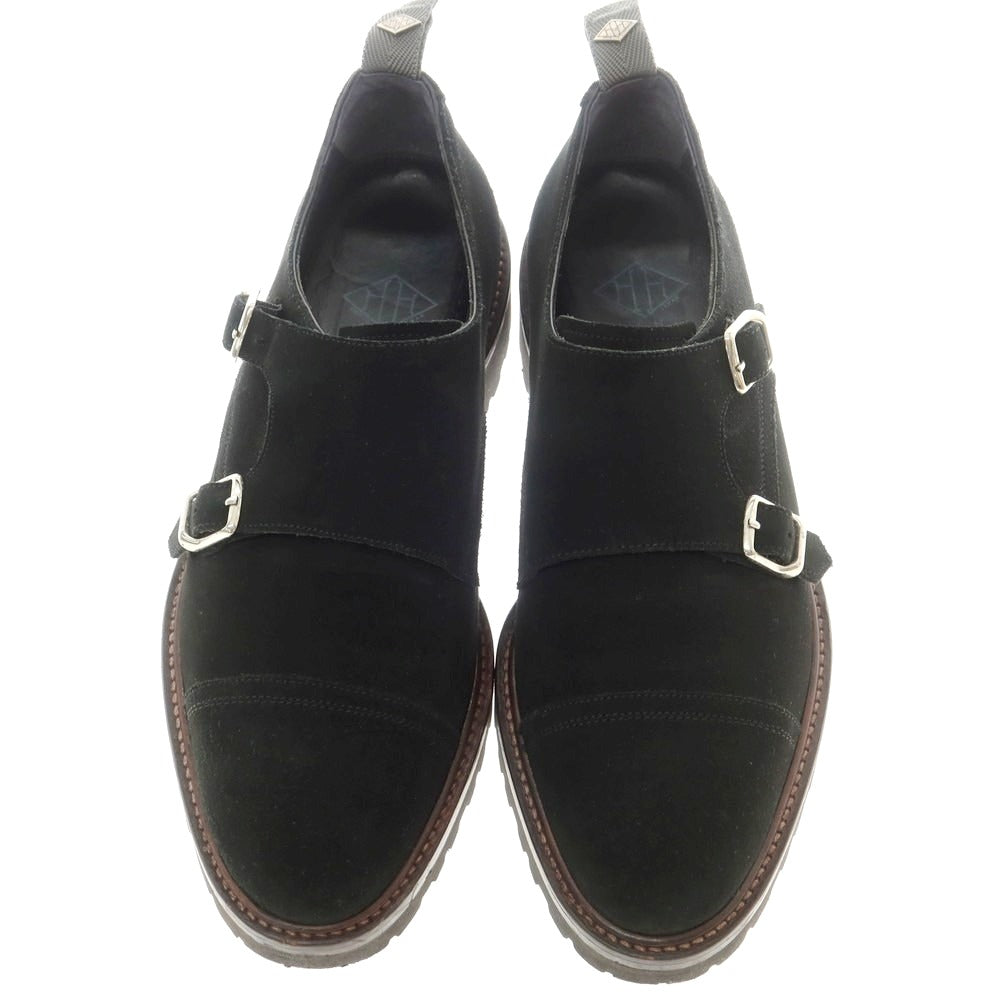 【中古】ダブルエイチ WH スエード ダブルモンク ドレスシューズ ブラック【 7 】【 状態ランクB 】【 メンズ 】