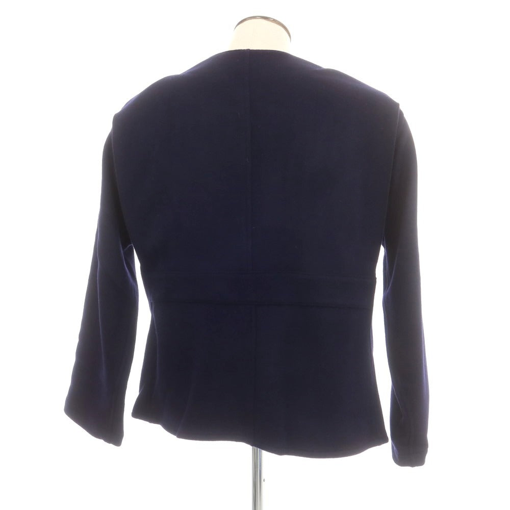 【中古】ラ テッラ LA TERRA ウール ノーカラージャケット ネイビー【 表記なし（L位） 】【 状態ランクA 】【 メンズ 】